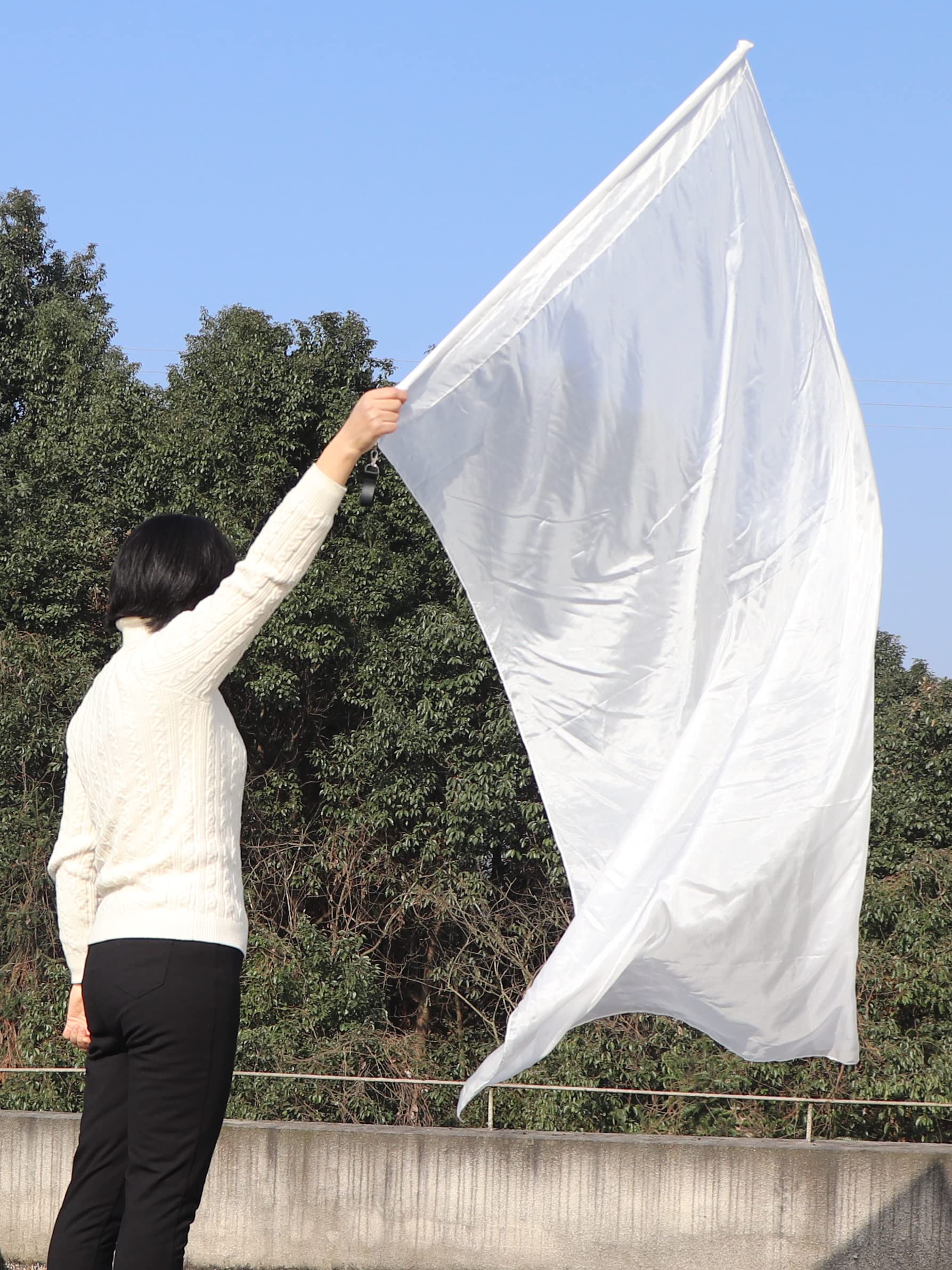 Winged Sirenny Bandiera Poi 174cm in Seta Fluide per Flow Art, Danza Spirituale e Meditazione, con Asta Rigida e Tessuto Dipinto a Mano