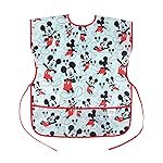 Bumkins Disney Short Sleeve Smock, Toddler Reusable Waterproof Bib for Girls and Boys 3-7 Years, Junior Childrens, Kids Paint Apron, Arts, Crafts and Play with Pocket, Soft Fabric, Mickey Mouse
