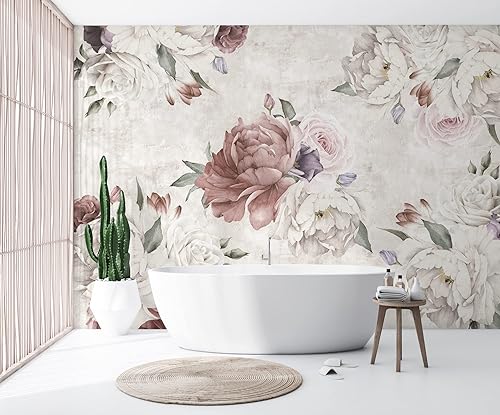 Miniatura 2 de Murwall Floral Walpaper Soft Peony Flower Wall Mural Purple Poppy Floral Wall Print Classical Home Decor Cafe Design