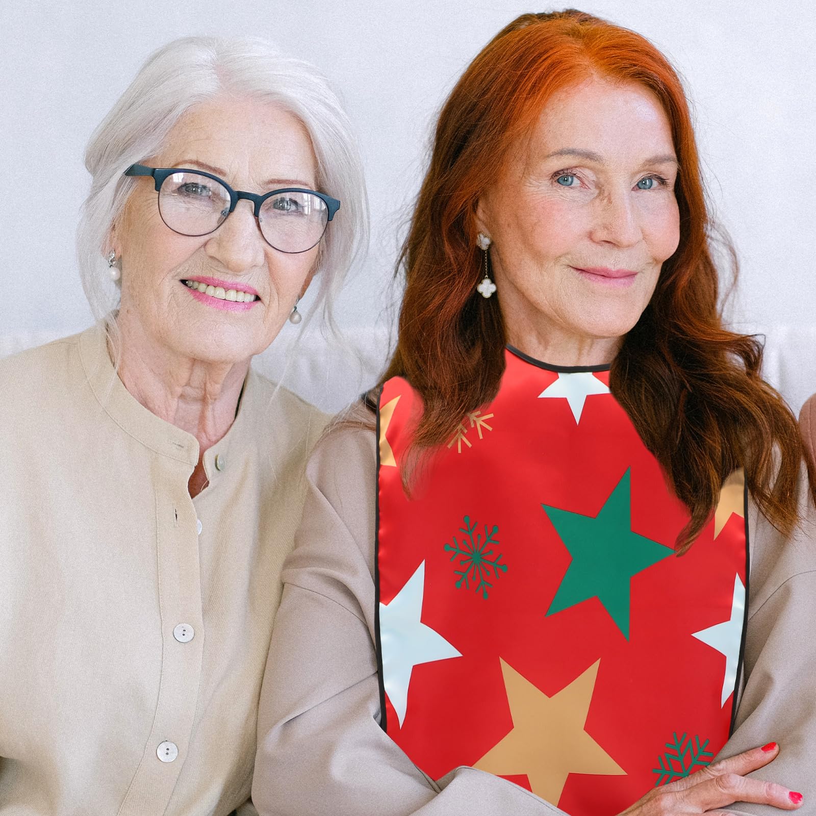 3 Stück pack Weihnachts Lätzchen für Erwachsene aus Polyester und Pu mit Kleiderschutz und Einfachem Verschluss zum Essen den Täglichen Gebrauch bei Senioren