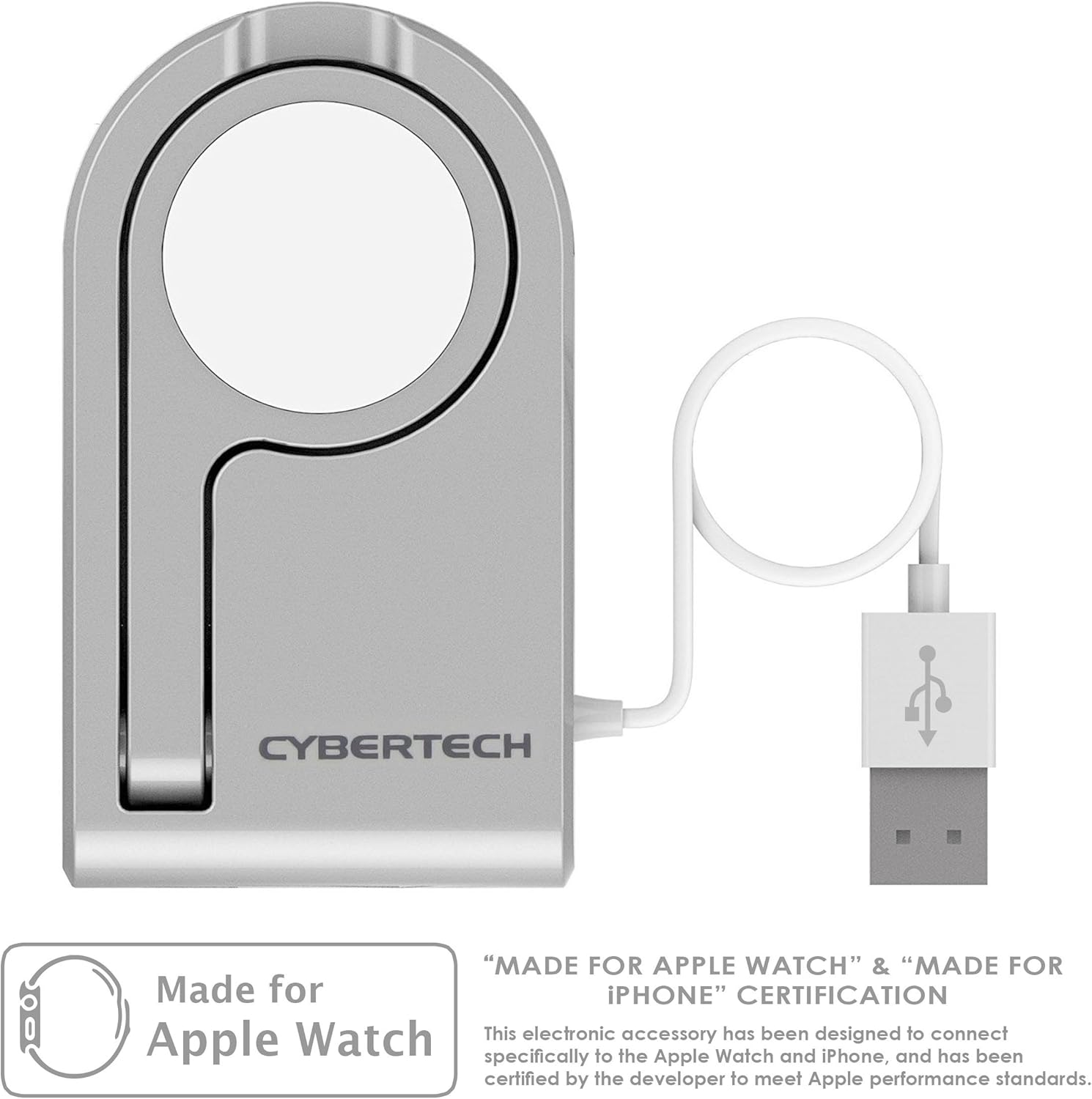 [MFI Certified] Replacement Protable Magnetic Charging Dock for Apple iWatch, Foldable Enable Nightstand Mode with 3ft Long USB Cable Compatible for All iWatch Series 1, 2, 3 (38, 42mm) (White)