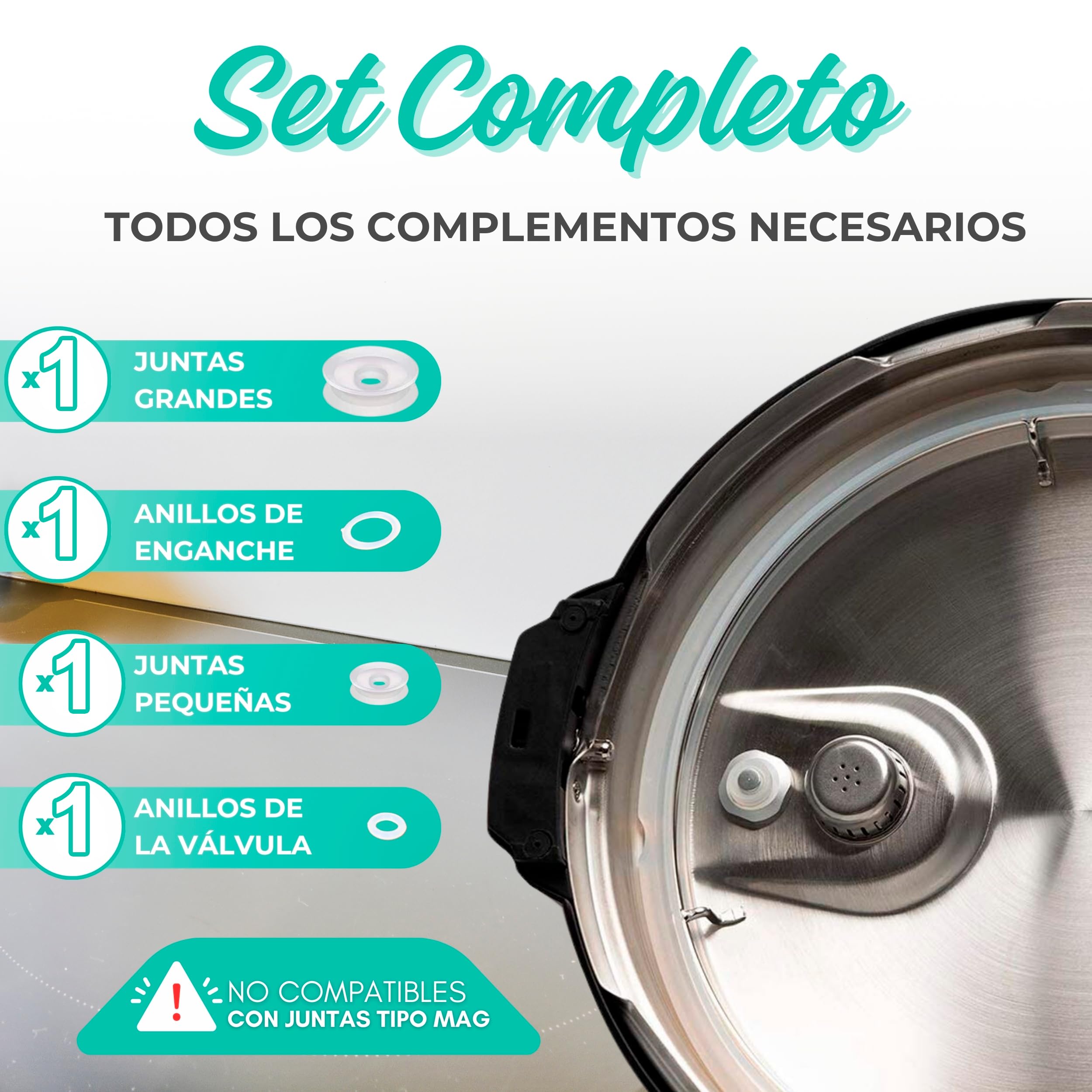 PACK Completo Goma Olla GM Accesorios para Ollas GM 5L/6L Compatibles con Series H Deluxe, B, C, D, E, F, G, Cecotec