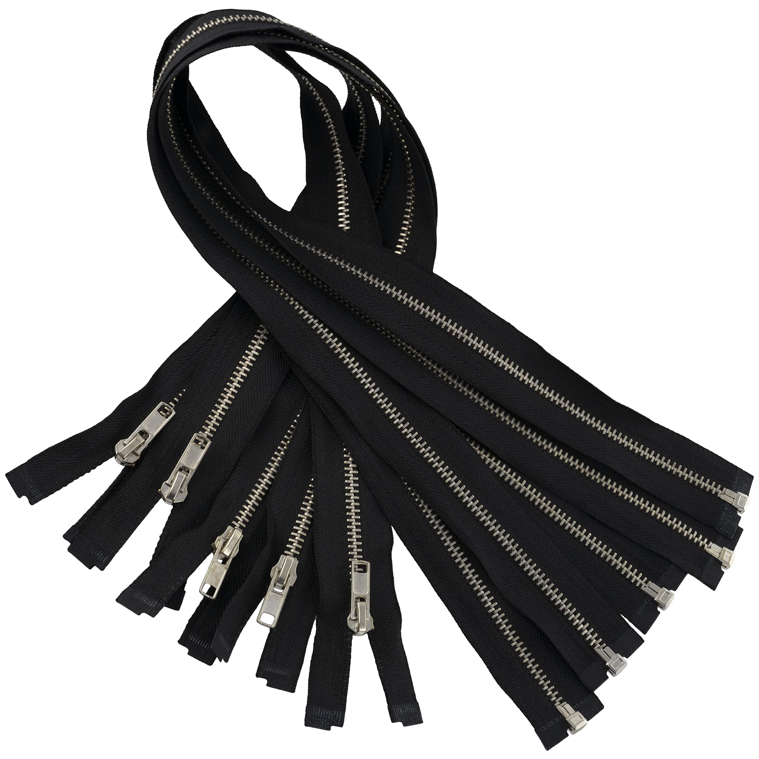 Set 5 Cerniere Lampo N&deg;4 Non Separabili | 8 Cm Metallico Cromo | Per Jeans, Gilet E Pelletteria