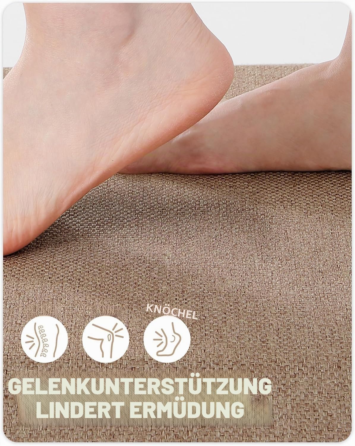 COLOR&GEOMETRY 2,3cm Anti-Ermüdungsmatte | extra weich gepolstert | Ergonomische Komfort Stehmatte | rutschfeste Küchenmatte für Stehpult, Büro & Küche | 51x99cm, Khaki