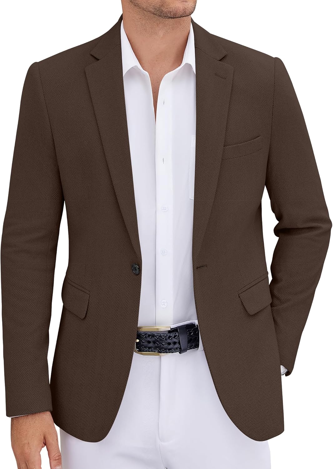 COOFANDY Men’s Casual Blazer One Button Sports Coat Tweed Herringbone Suit Jackets Formal Dress Blazers