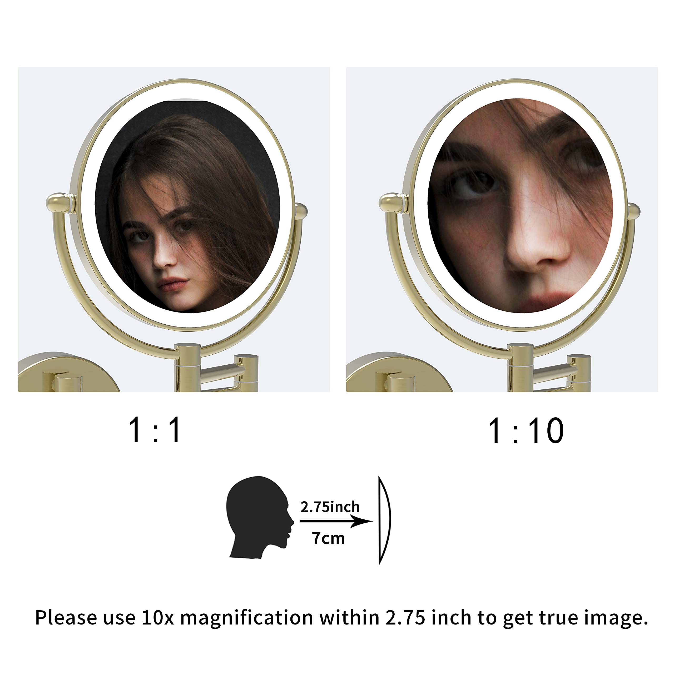 Specchio da trucco a LED da 8 pollici, specchio ingranditore illuminato