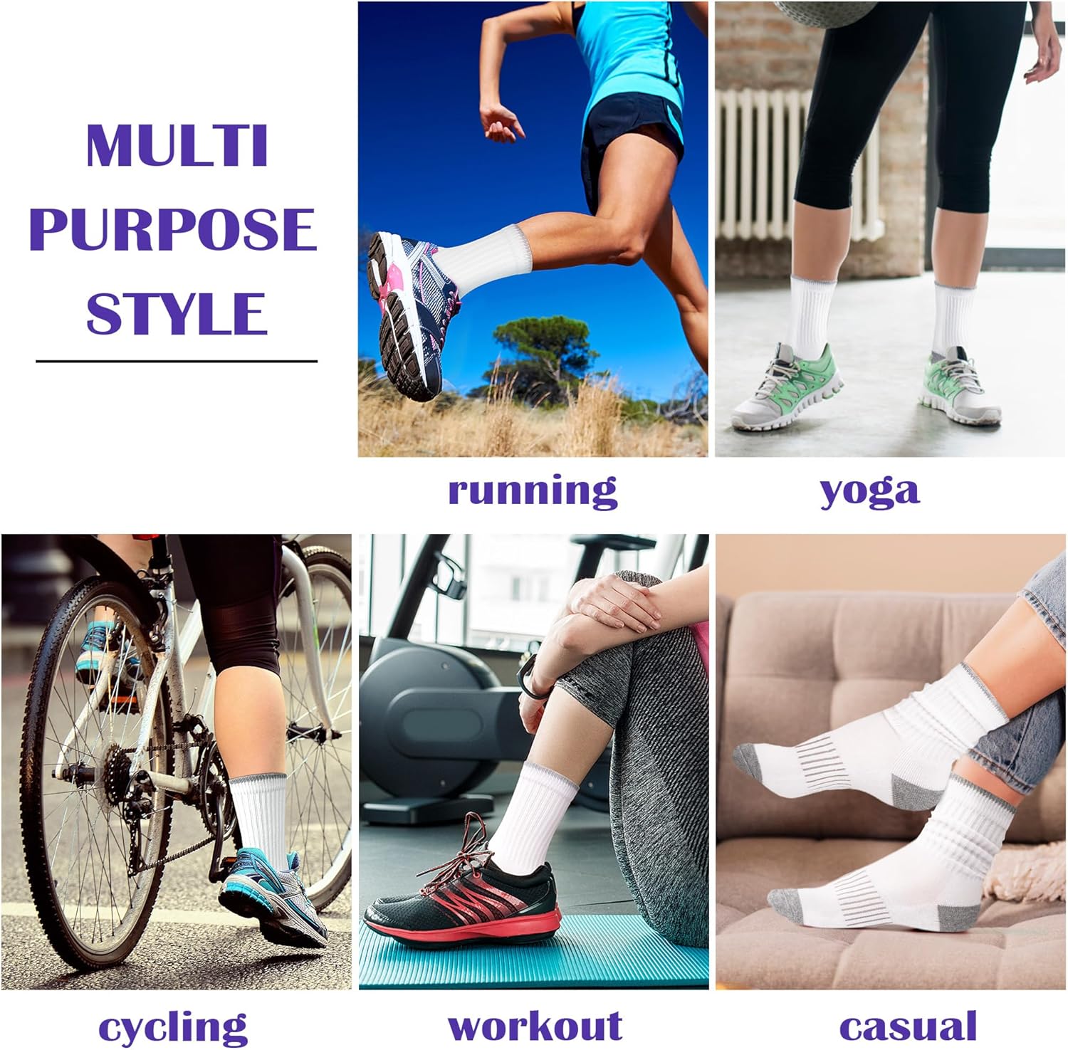 Gonii Women Socks Hiking Running Thick Cushion Athletic Crew Socks 5-Pair - Image 6