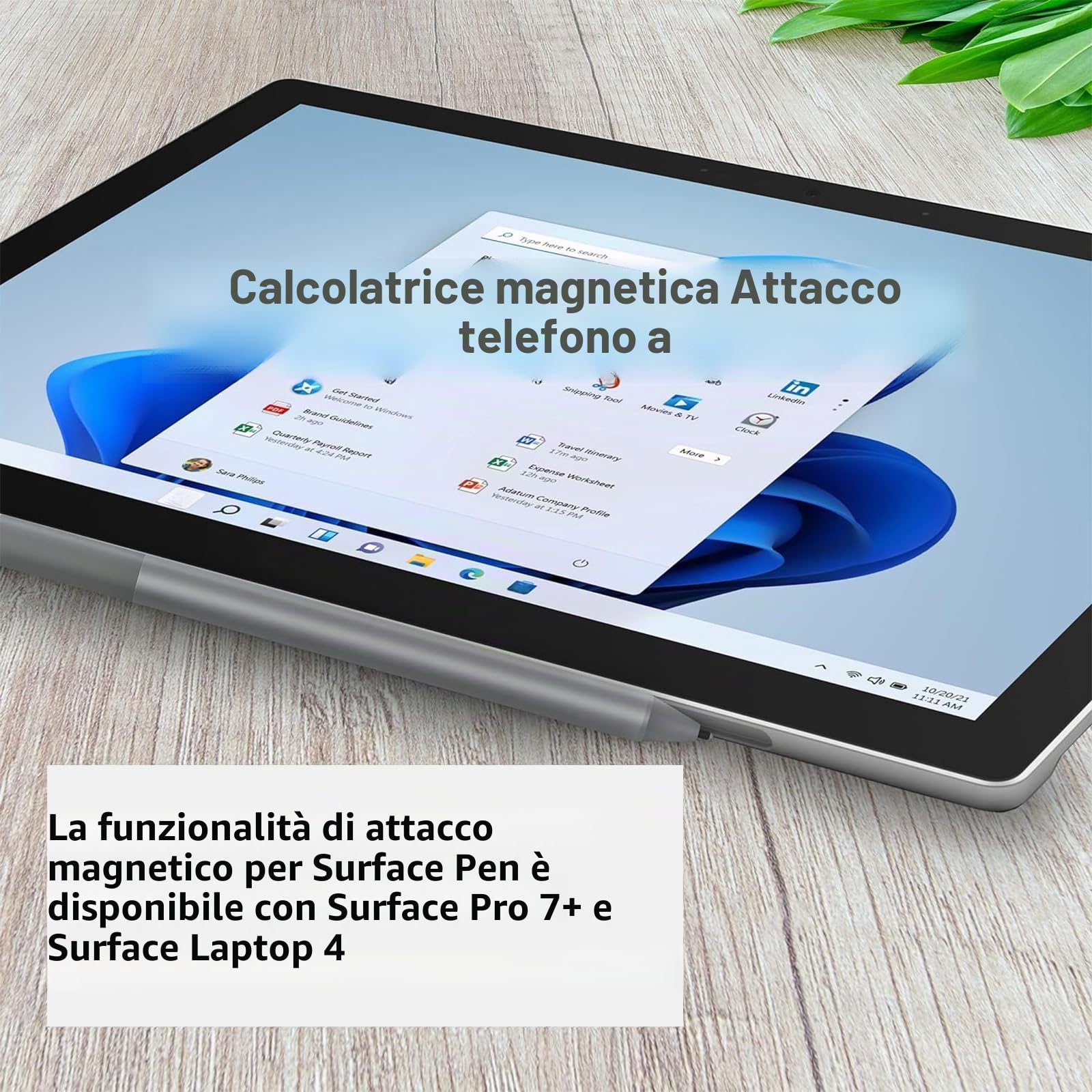 Surface Pen per Microsoft Surface Pen 1766 per Surface Pro 7+/8/7/6/4/3/Go3/2/1/Studio 2+/2/1/Book 3/2/1/Laptop 5/4/3/2/1,4096 livelli di sensibilità alla pressione, assorbimento magnetico, senza