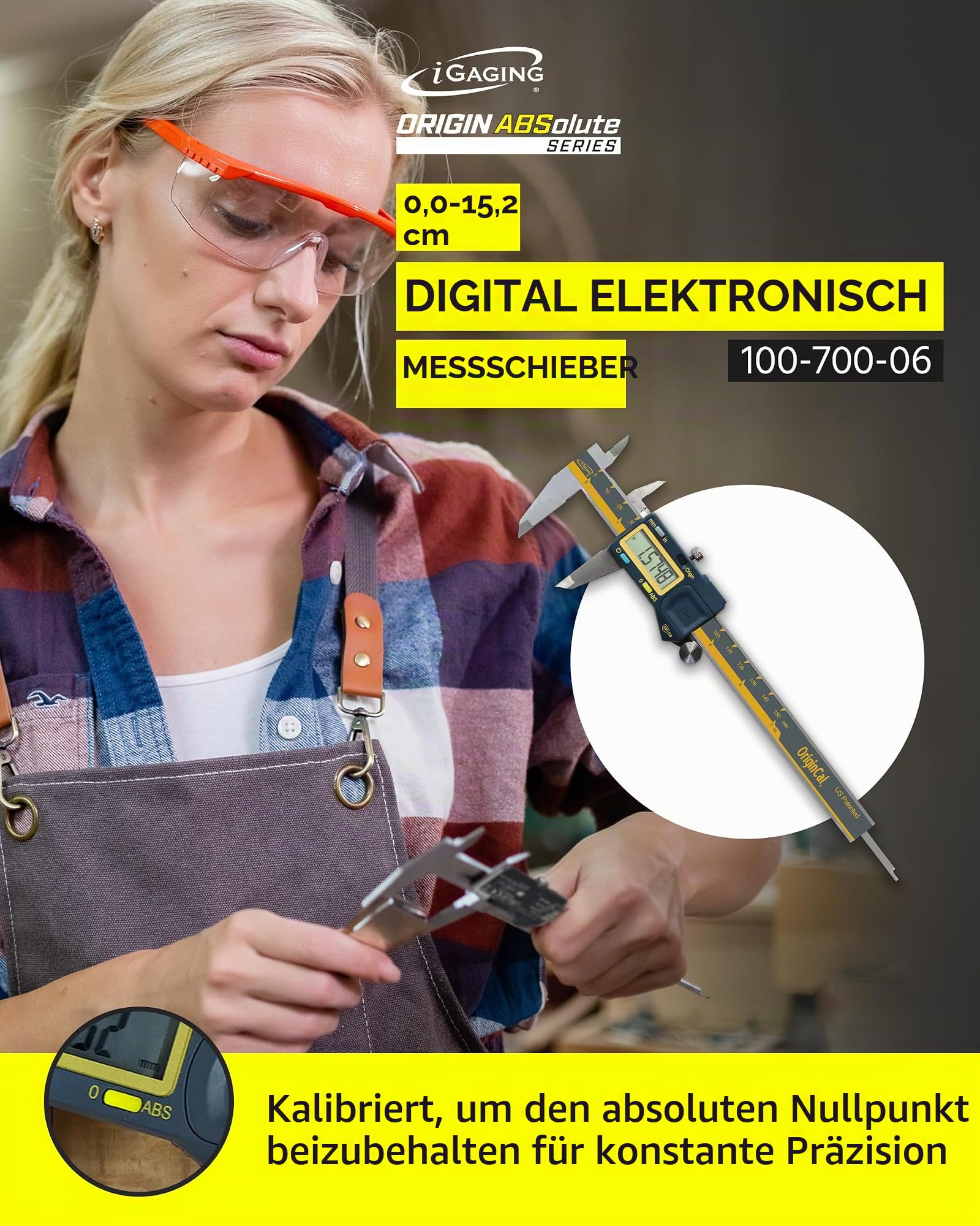 iGaging Absolute Origin Digitaler elektronischer Messschieber, 0-15,2 cm, IP54-Schutz/extreme Genauigkeit