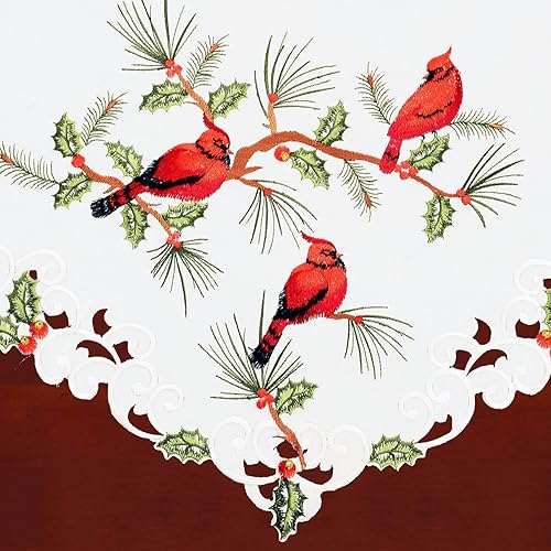 Miniatura 3 de Simhomsen Mantel Cardenal bordado para Navidad (70 × 17 pulgadas)