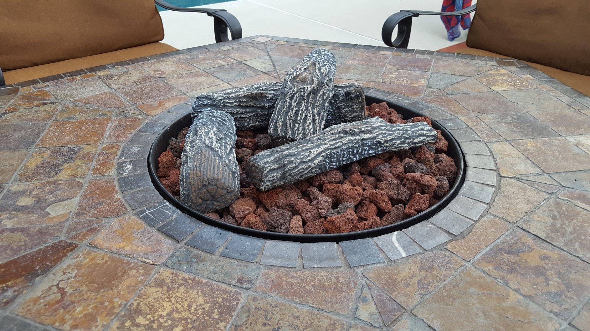 Snapklik.com : Uniflame Lava Rock And Log Kit For Propane Fire Pits