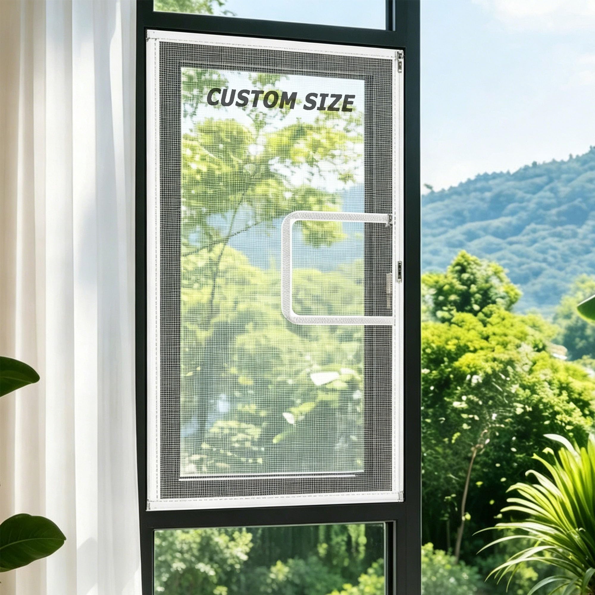 Aduodao Black Custom Size Pets Protection Guard Mesh, Tear-Proof Cat Proof Window Nets, Self-Adhesive Cat Safety Netting With Tapes For Window/Balcony, Easy-Fit Mosquito Netting
