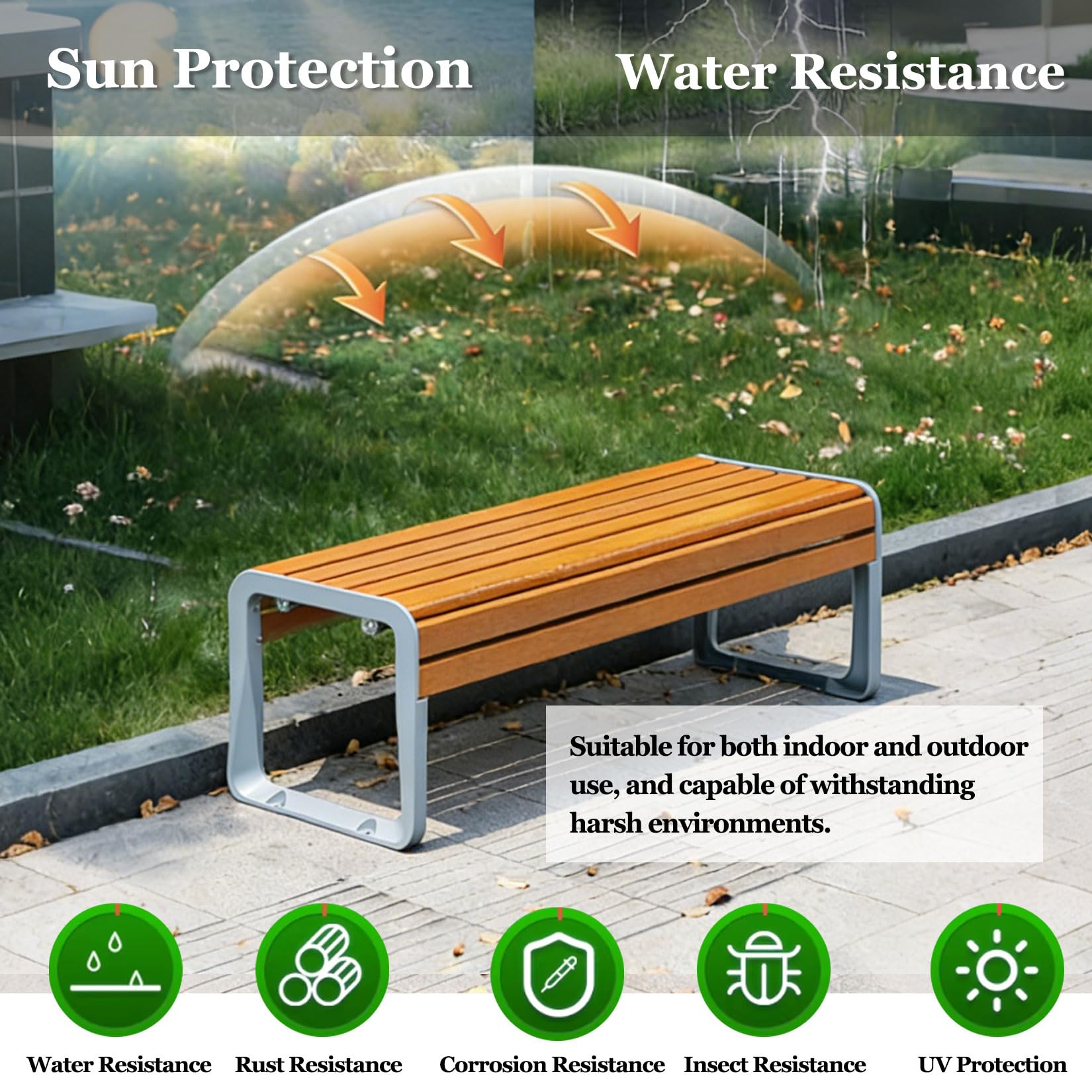 Panchina da esterno resistente alle intemperie 2 3 posti 120 cm sedile da giardino facile da montare patio pelliccia blu Loveseat per terrazza e Ln perfetta per rilassarsi all'aperto