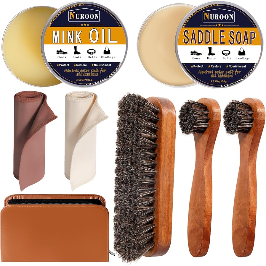Amazon.com: Nuroon 8 Pieces Shoe Polish Kit, 3.5oz Saddle Soap for