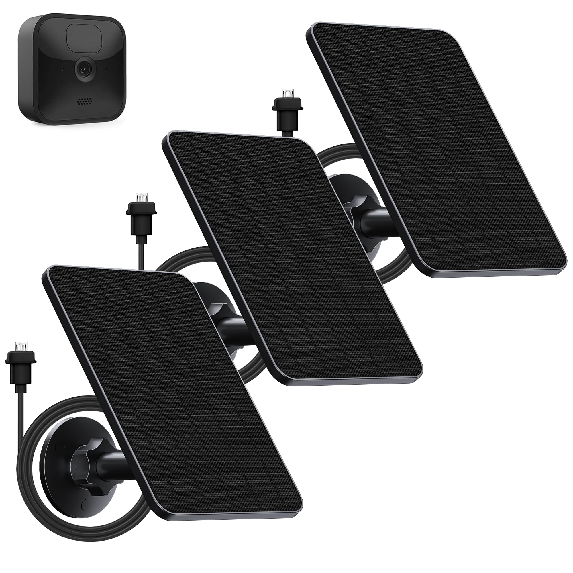 Pannello Solare per Blink Camera Outdoor,4W Blink Solar Panel Compatibile con Blink Outdoor,Blink XT2/XT Camera&SimpliSafe Camera(non incluso),IP65 Blink Outdoor(3rd Gen) con Spina di Gomma(3 Pack)