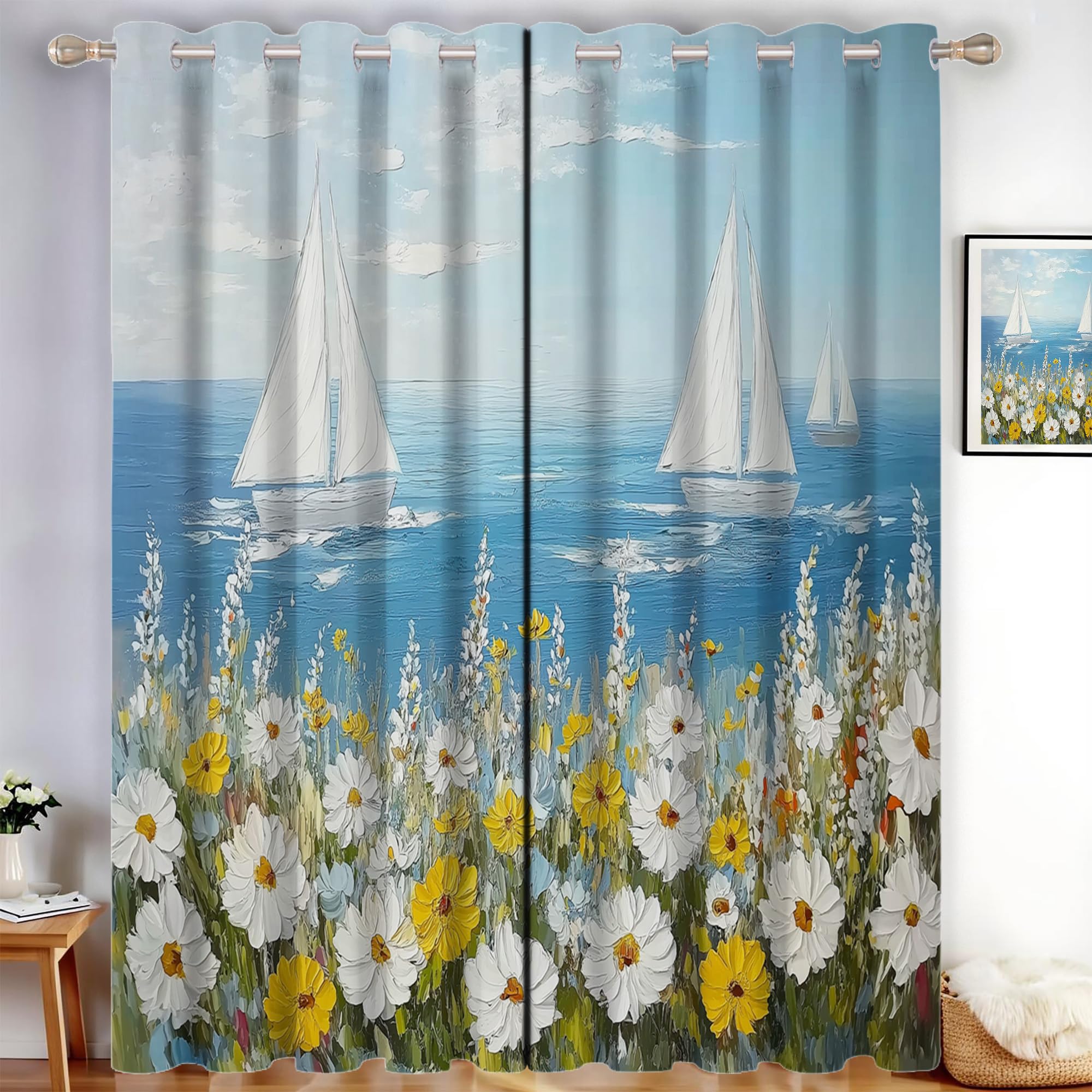 Rideau opaque bleu avec œillets 140x225 rideaux thermiques isolants pour maison