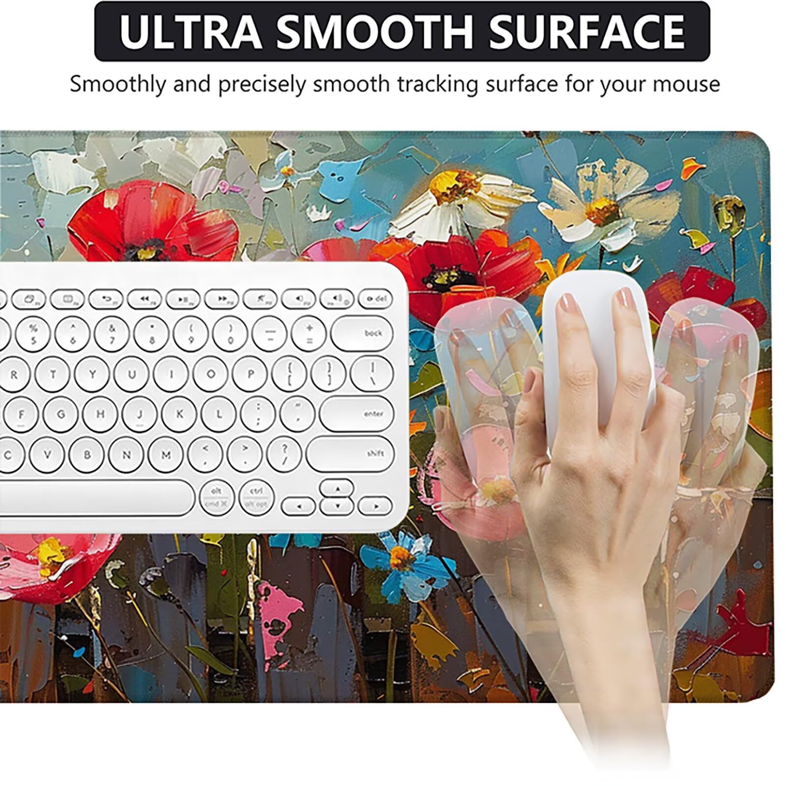 Flor Alfombrilla Ratón Gaming XXL 1500 x 800 mm, Alfombrilla Gaming Rojo Mousepad con Base de Goma Antideslizante, Impermeable Desk Mat para Teclado y Raton, Accesorios Gaming, Regalos de Hombre 9-8