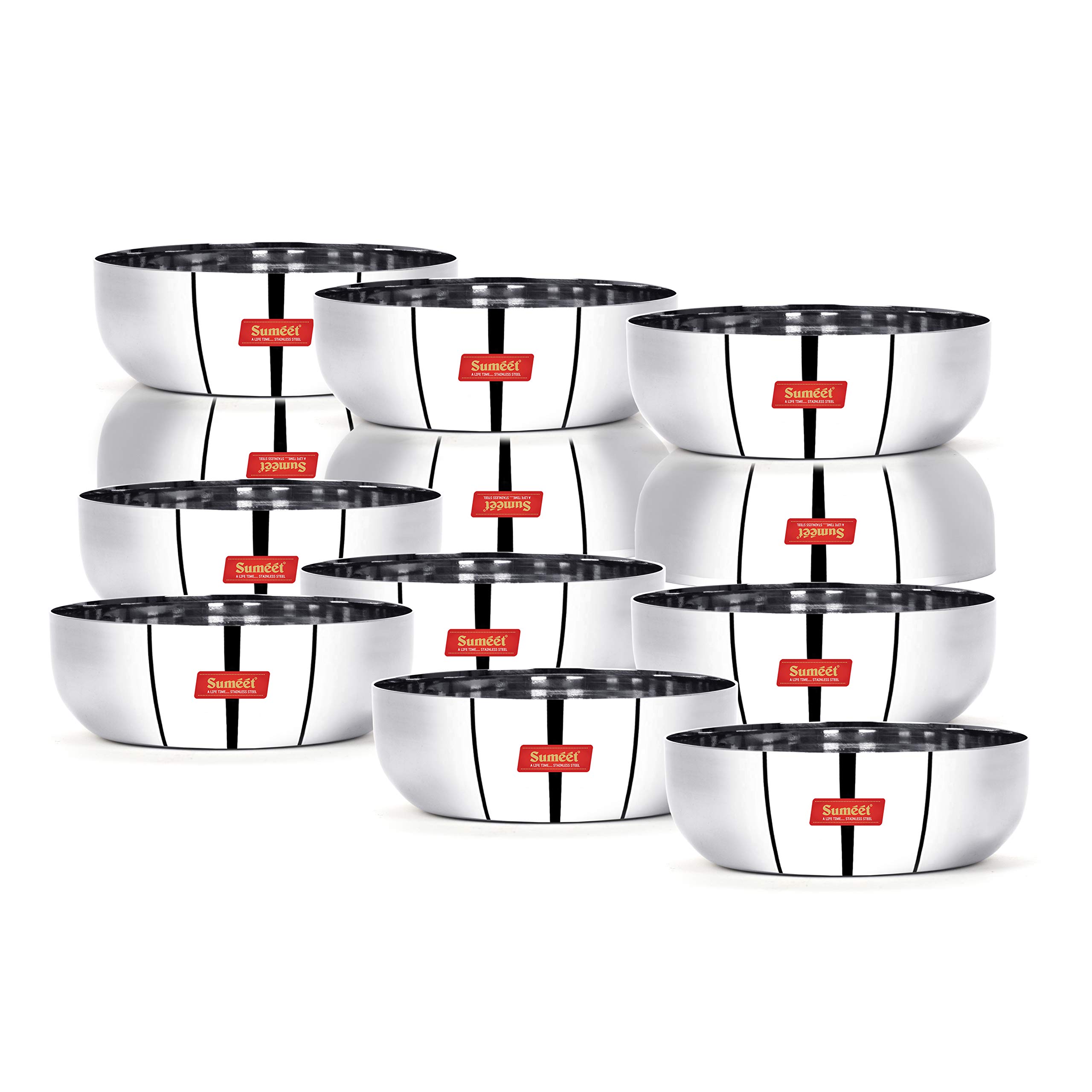 Sumeet Stainless Steel Apple Shape Heavy Gauge Mini Dessert Plates with Mirror Finish -10Cm Dia, 200ml Capacity - Set of 12 Pcs, Silver - Image 5 thumbnail