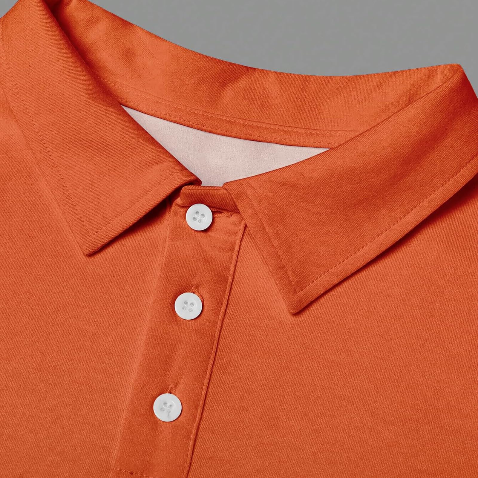 Generico Polo Uomo Manica Lunga a Colore Sfumato Ombré, Colletto Abbottonato Leggero, Modello Raffinato Adatto per Il Golf, Tennis e uscite quotidiane(1A-Orange, M)