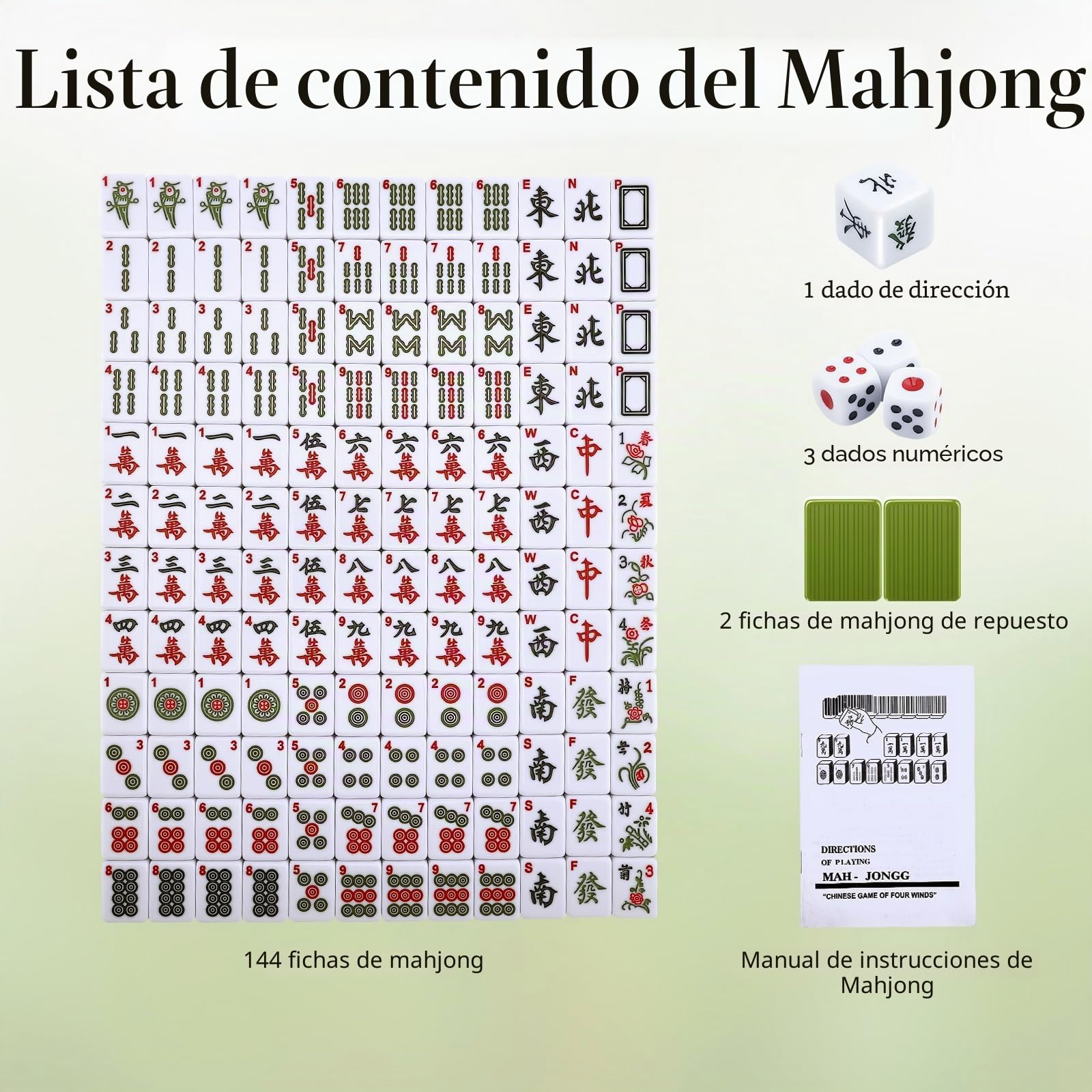 Mahjong Game Large - Juego de Mahjong Chino de 3x2,25 cm con 146 Piezas, Piedras Majong fáciles de Leer, Juegos Completos de Majong, Estuche de Viaje Robusto para Familia y Fiesta
