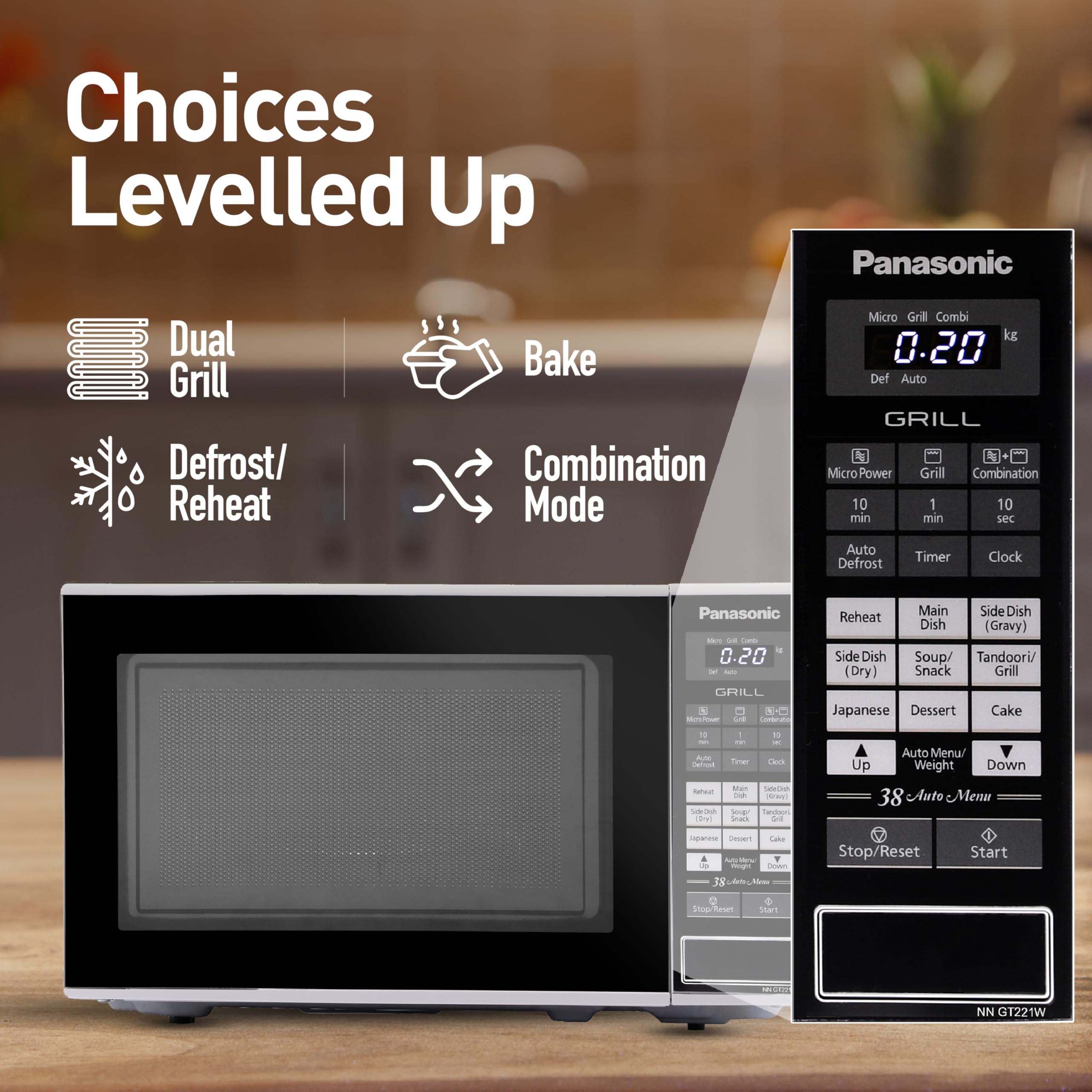 Panasonic NN-GT221WFDG 20L Grill Microwave Oven