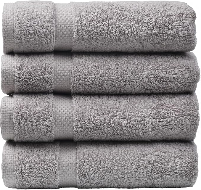 SOFE H&L | Olea Luxury Cotton Turkish Bath Towels Set of 4 Cool Gray | Premium, Soft, Durable, Absorbent | Hotel Quality Plush Towels and Thick Towel Sets