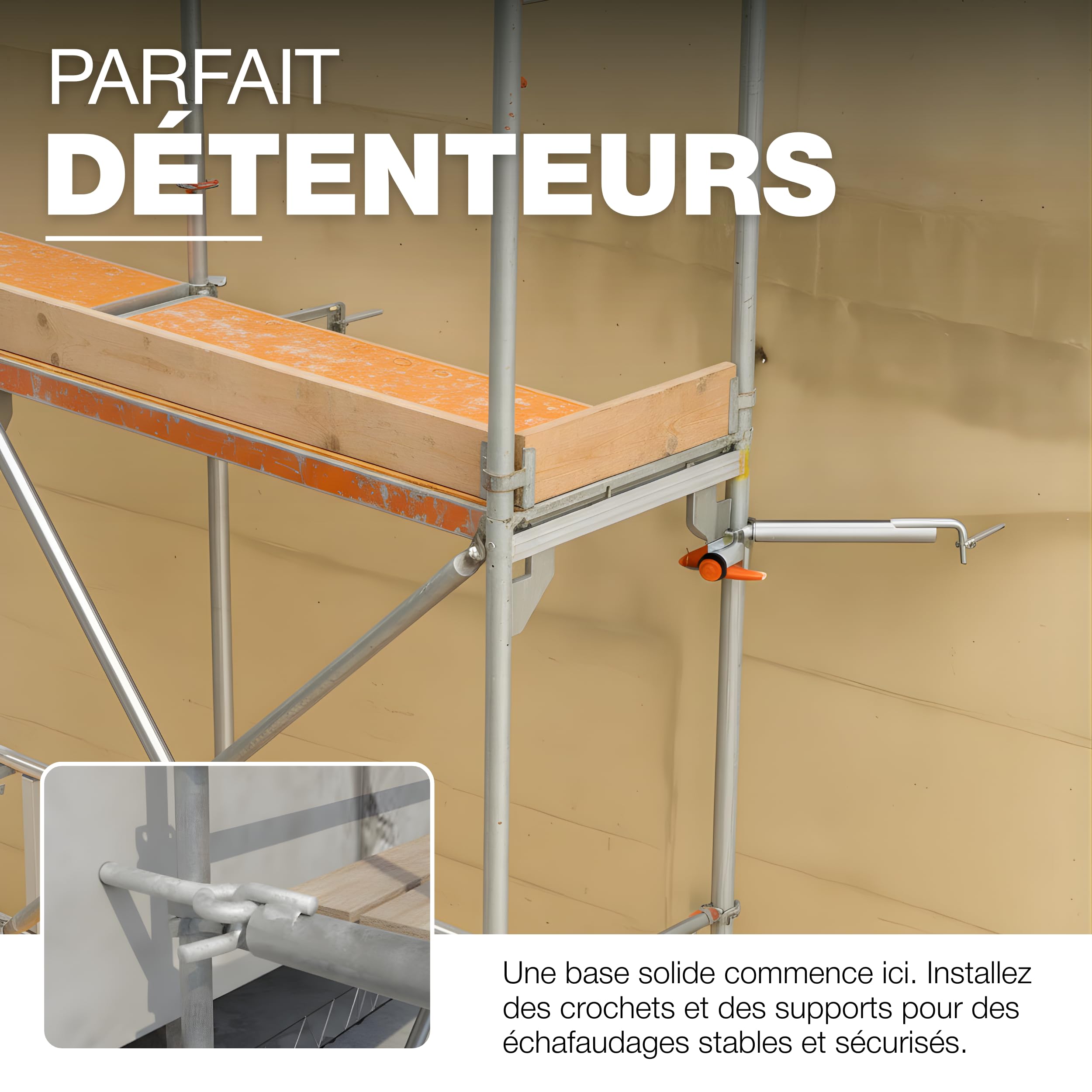 GeZu Impex Ancrage en tube d'acier pour échafaudage Galvanisé à chaud 1000 mm système support construction fixation