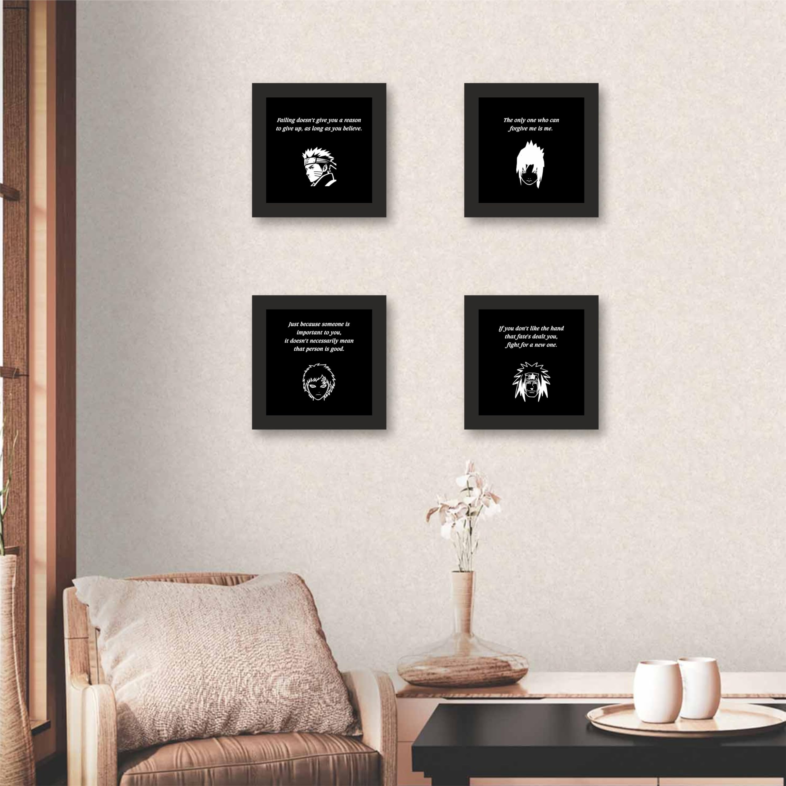 Naruto Series Iconic Quotes 4-Set Photo Frame Set –12 in x 12 inch…