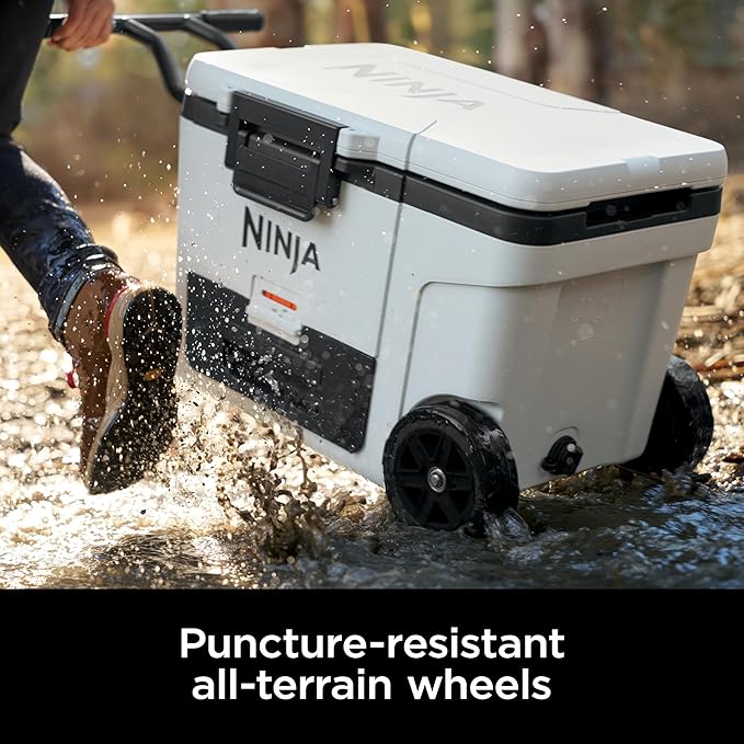 Ninja | Cooler | FrostVault 45QT Cooler with Wheels | Insulated with Temp Dry Storage Drawer | Keeps Ice Cold for Days | for The Beach, Camping, Picnics & More | Lakeshore Blue | FB245BL