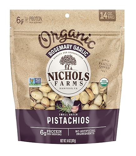 Vista 26 de Nichols Farms Pistachos cultivados en California, InShell, paquetes de aperitivos ricos en nutrientes, ajo tostado, 2 libras