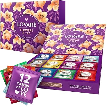 LOVARE Assorted Tea Bags Variety Bundle - 60 Bags with 12 Tastes + 90 Bags with 6 Tastes Tea Collection in Gift Boxes - Mother's Day Gifts