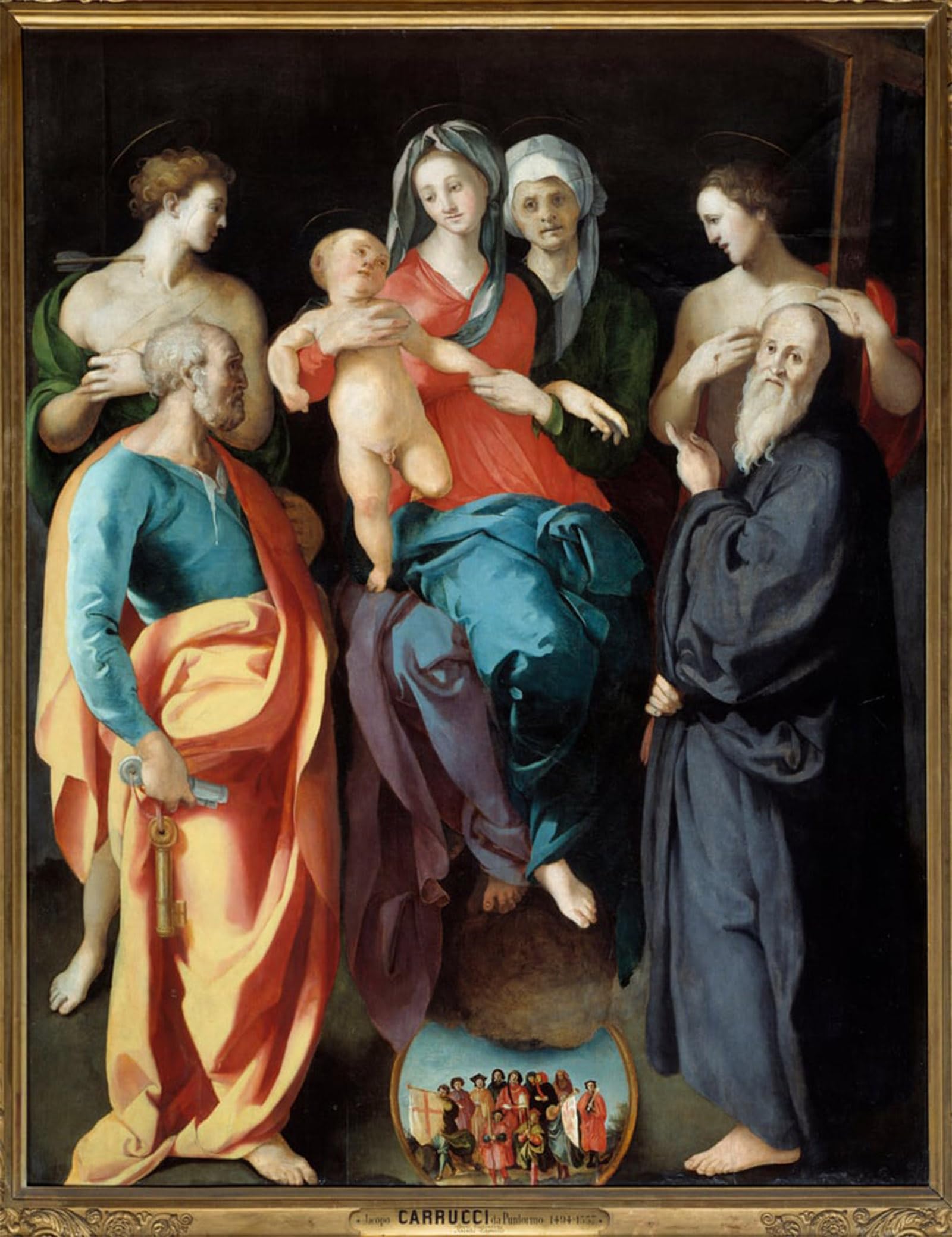 ARTXLXXBN Famous Painting Canvas Artwork Graffiti Print the Virgin Has Child with Saint Anne and Four Saints Saint by Jacopo Pontormo Portrait Canvas Image for Home Decor 60x90cm