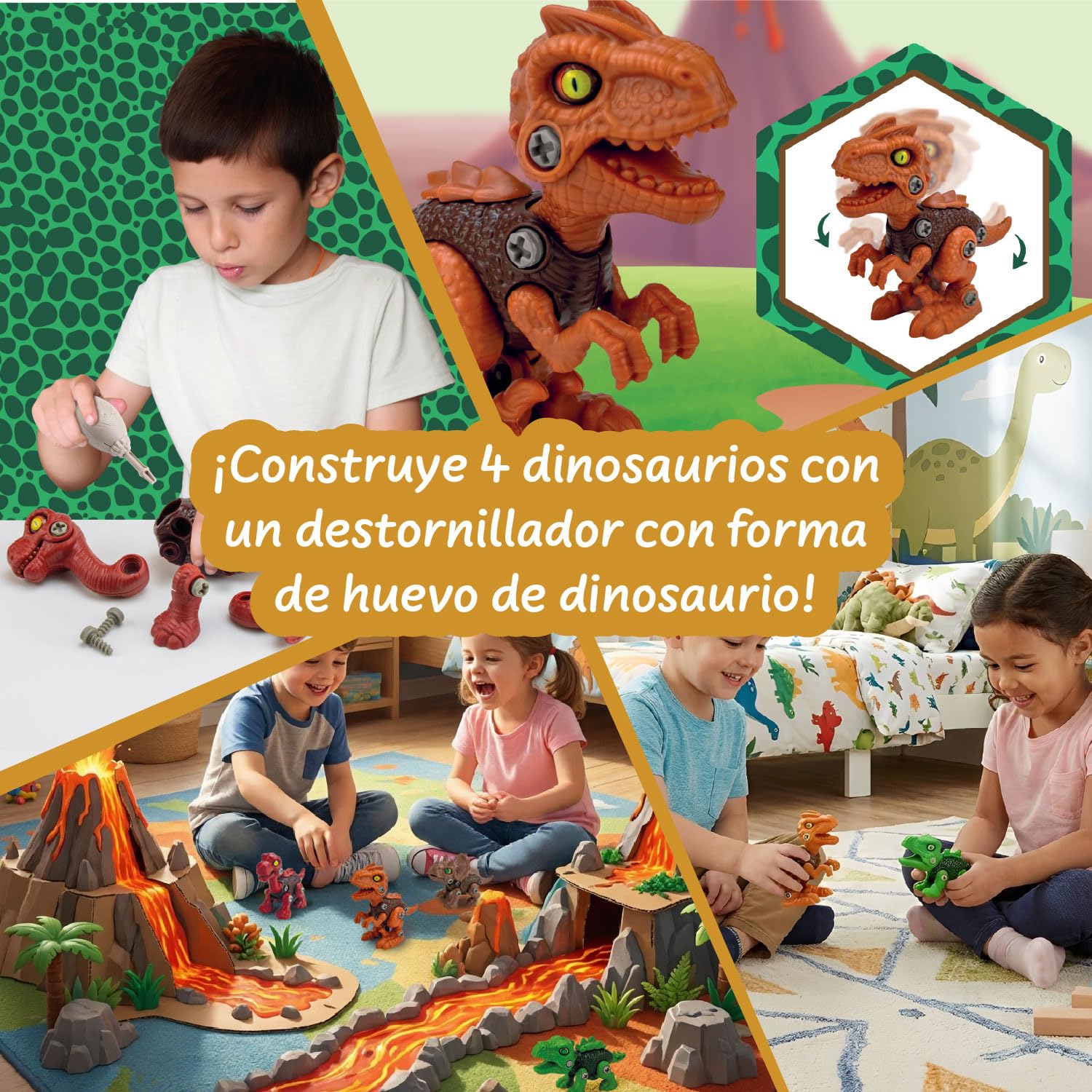 Science4you Dinosaurios Juguetes 4 en 1 – Dinosaur Build, Juguete Dinosaurios para Niños con 4 Dinosaurios, 67 Piezas, Juguete Construcción Montar Desmontar, 3 4 5+ Años