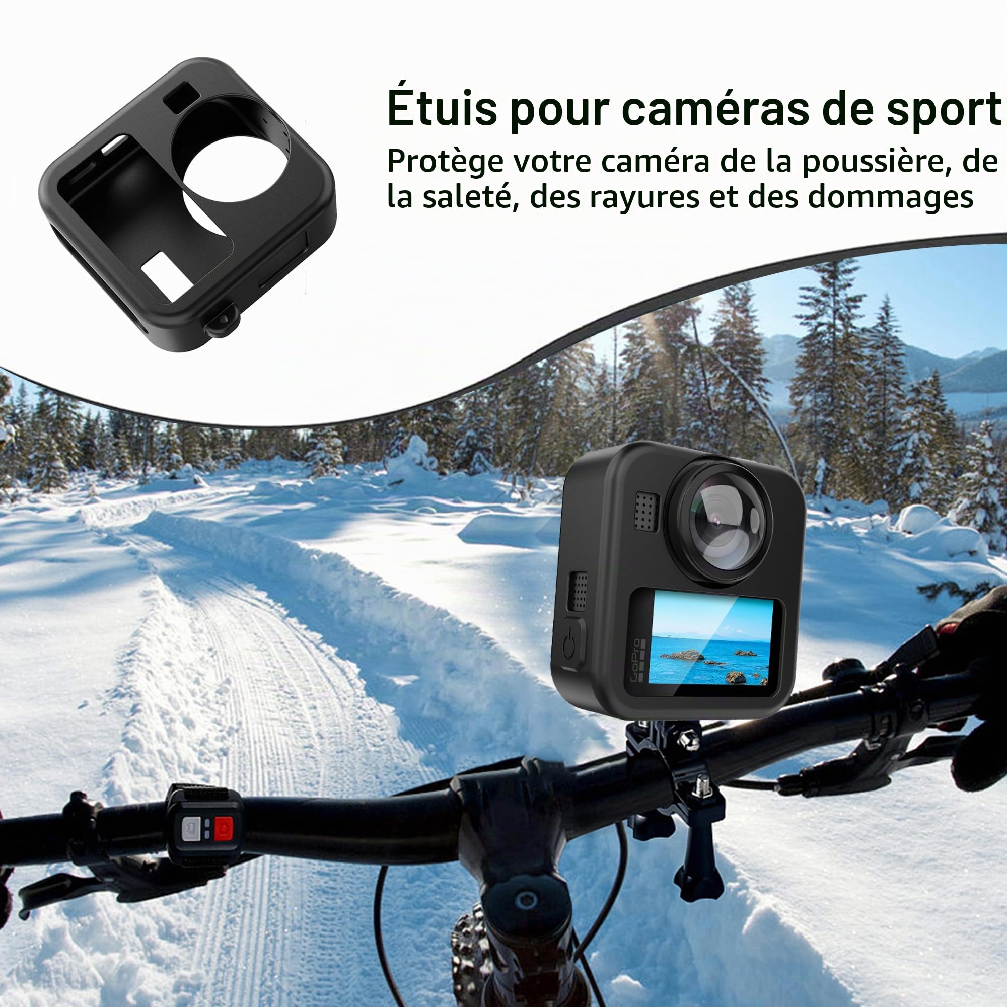 Lemxiee Coque pour GoPro MAX2 Case + [3 Pièces] Protecteur d'écran Verre Trempé pour GoPro Max 2 Accessoire