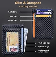 Vista 54 de Travelambo billetera mediana y minimalista de cuero para bolsillo frontal, con bloqueo de interferencia de radiofrecuencia, Verde, Minimalista