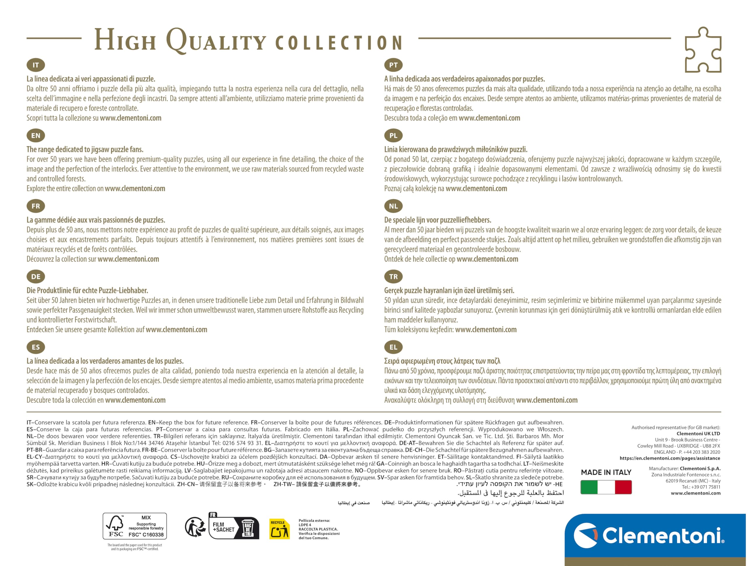 Clementoni Puzzle 1000 Pezzi High Quality Collection - Biblioteca Nel Verde (70x50 Cm) - Made In Italy Con Poster - 4