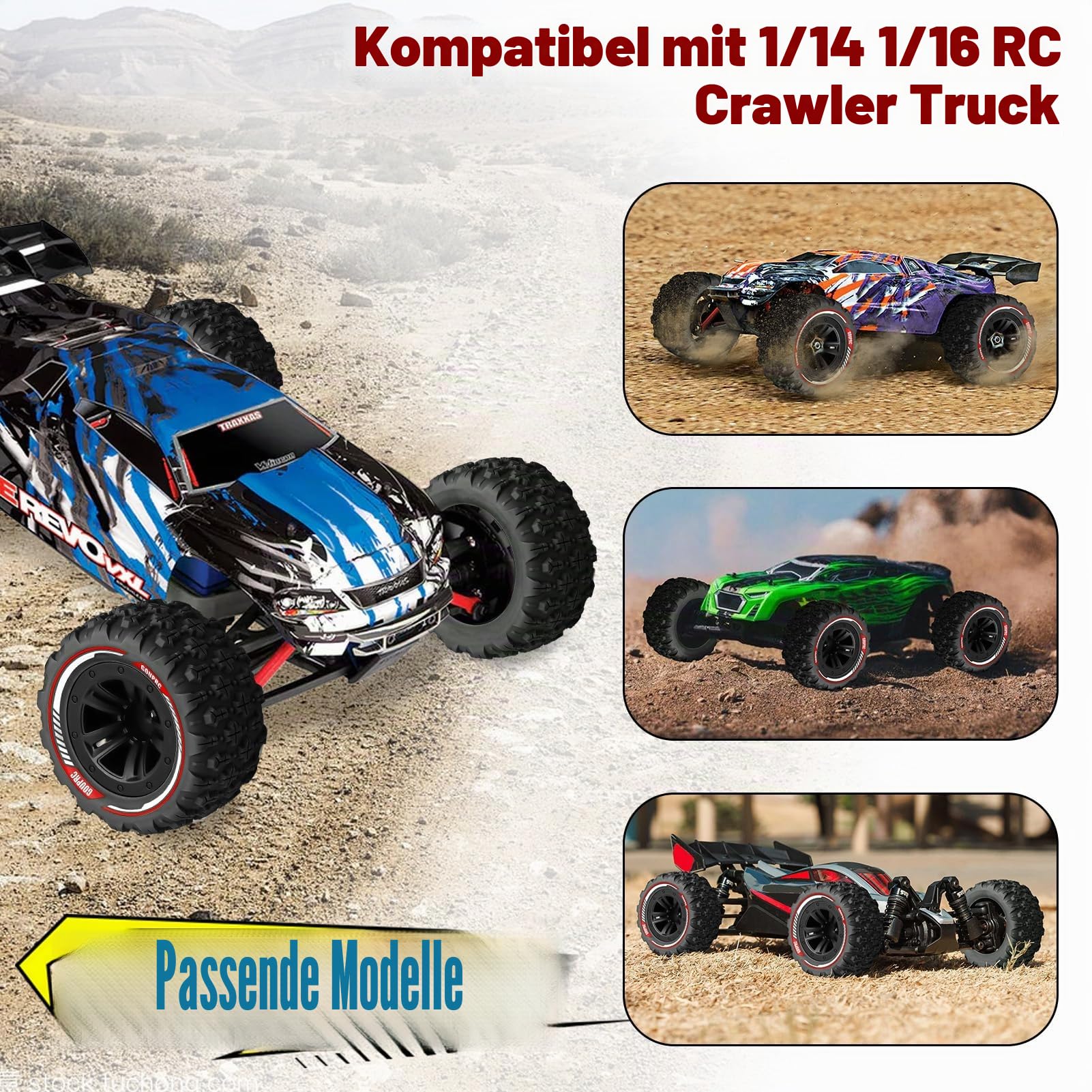 GOUPRC 12mm Hex RC Reifen Tires Set, 3.26 * 1.67 Inches 4PCS Sumpfkralle Schlamm Terrain Reifen Zubehör für 1/14 1/16 RC Car Crawler Buggy Truck