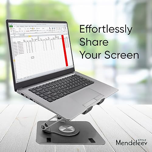 Miniatura 6 de Soporte de computadora portátil gris para escritorio con base giratoria de 360 grados compatible con MacBook ProAir Notebook de hasta 16 pulgadas,