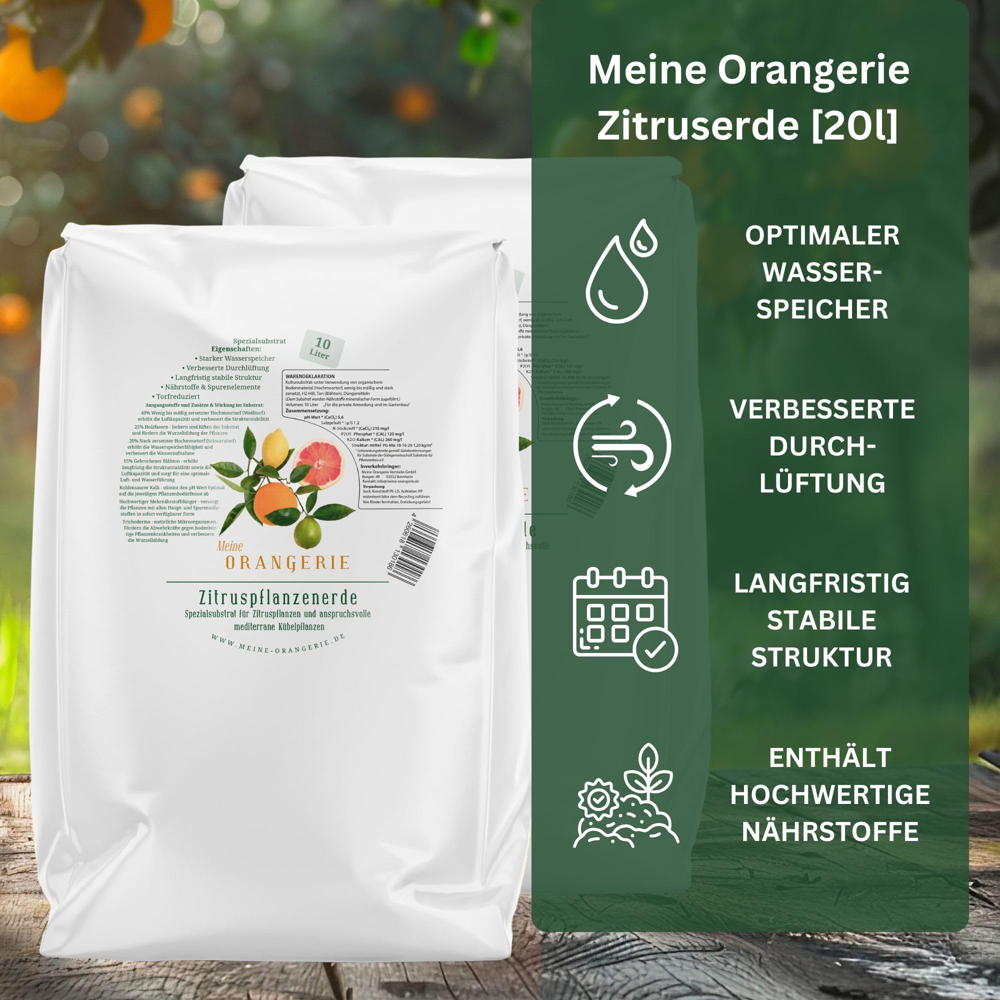 Meine Orangerie Zitrus-Pflegepakete: Starker Zitrusdünger und Zitruserde + nützlicher Feuchtigkeitsmesser + hilfreiche Pflegebroschüre (Mezzo [M])