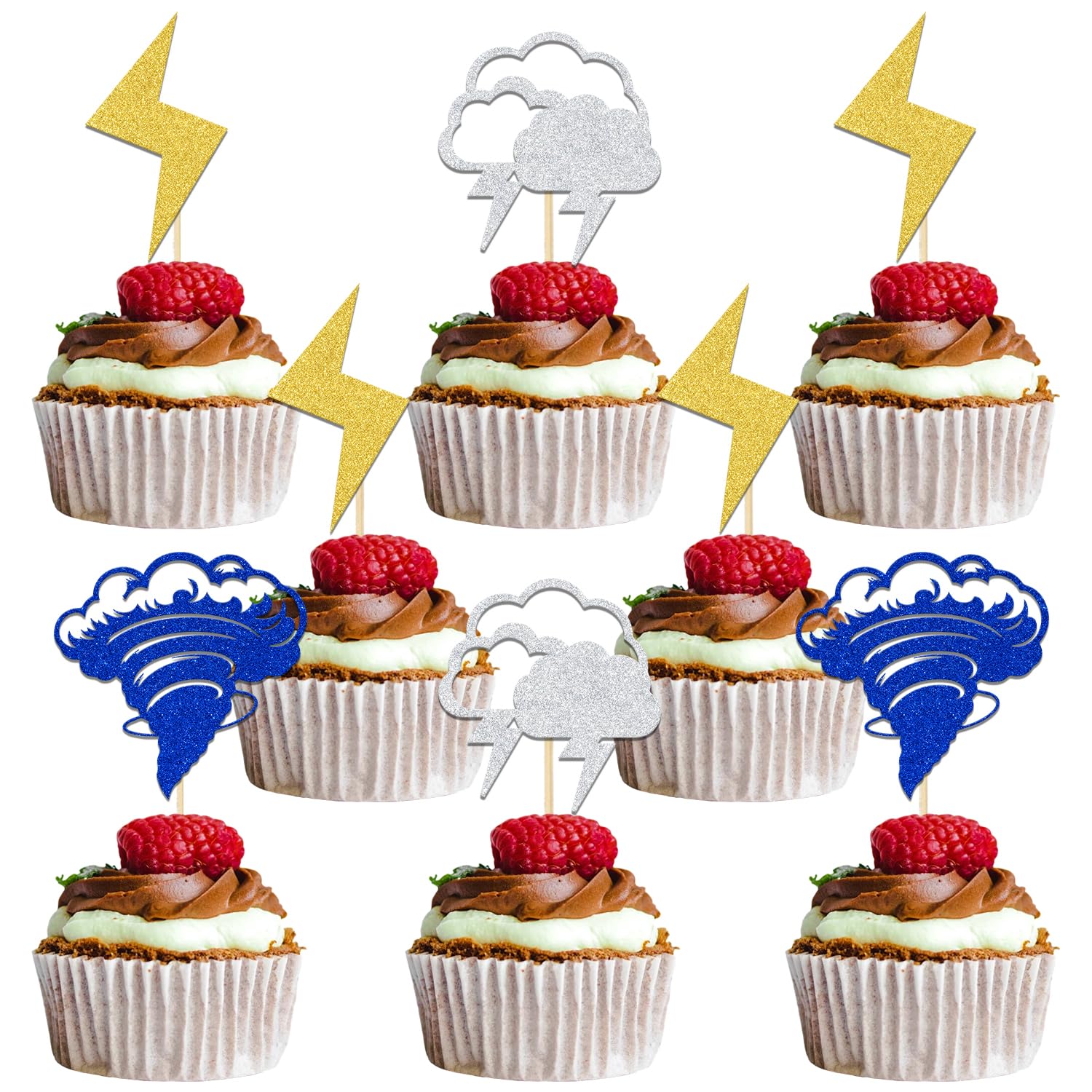 24Pcs Tornado Cupcake Toppers Weather Cake Decoration