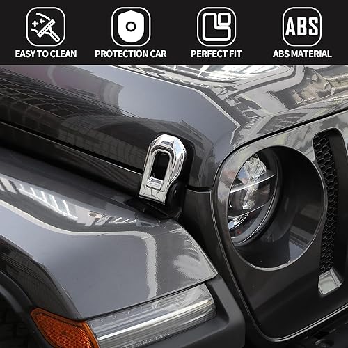 Miniatura 40 de Voodonala Para Jeep JL ABS Capó Cierres de Hebilla del Motor Cierre de Capó Cubierta Decoración Cubierta de Protección para Jeep Wrangler JL JLU Azul