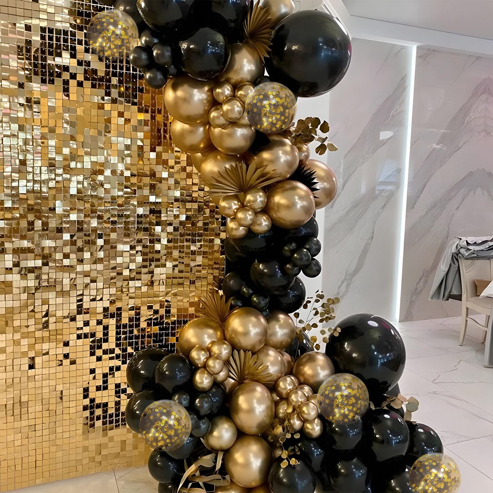 Zwart-gouden Ballonnenboogset, 104 Stuks Zwarte En Gouden Ballonnen Boogslinger Feestballonnen Verjaardagsfeestdecoratie