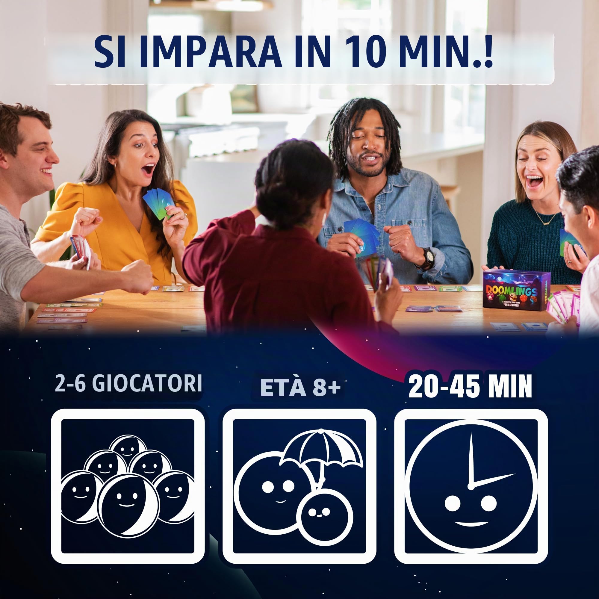 Doomlings Gioco Di Carte Classico (Edizione Fulmine). Adatto A 2-6 Giocatori, Divertente Gioco Di Famiglia Per Bambini E Adulti, Dai 10 Anni In Su | Include 1 Carta Olografica Misteriosa