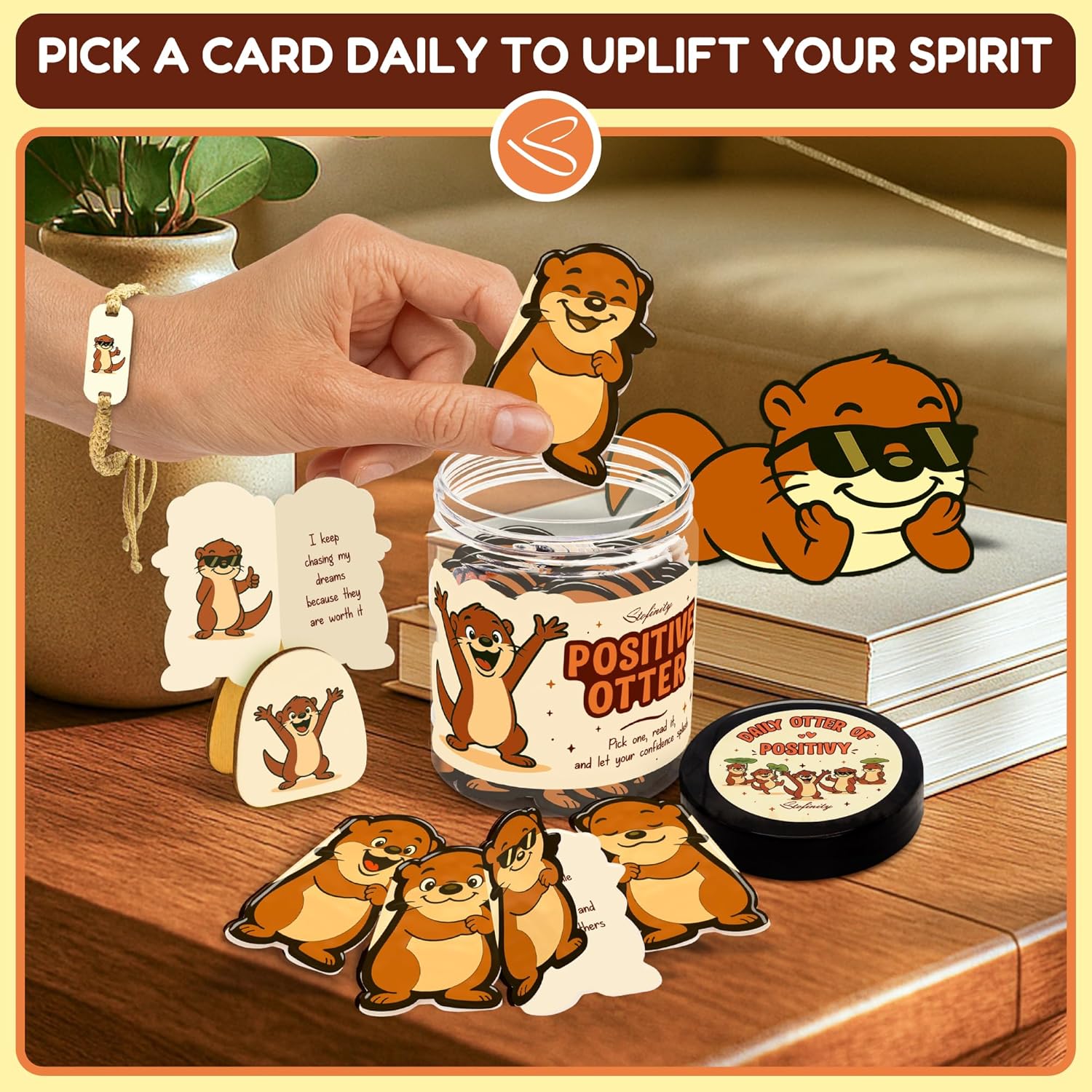 Positive Otter Gifts For Otter Lovers - Daily Affirmation Cards For Women Friend, Coworker Birthday Gift For Men, Inspirational Teen Girl Gifts Emotional Support Otters Desk Accessories - Image 4