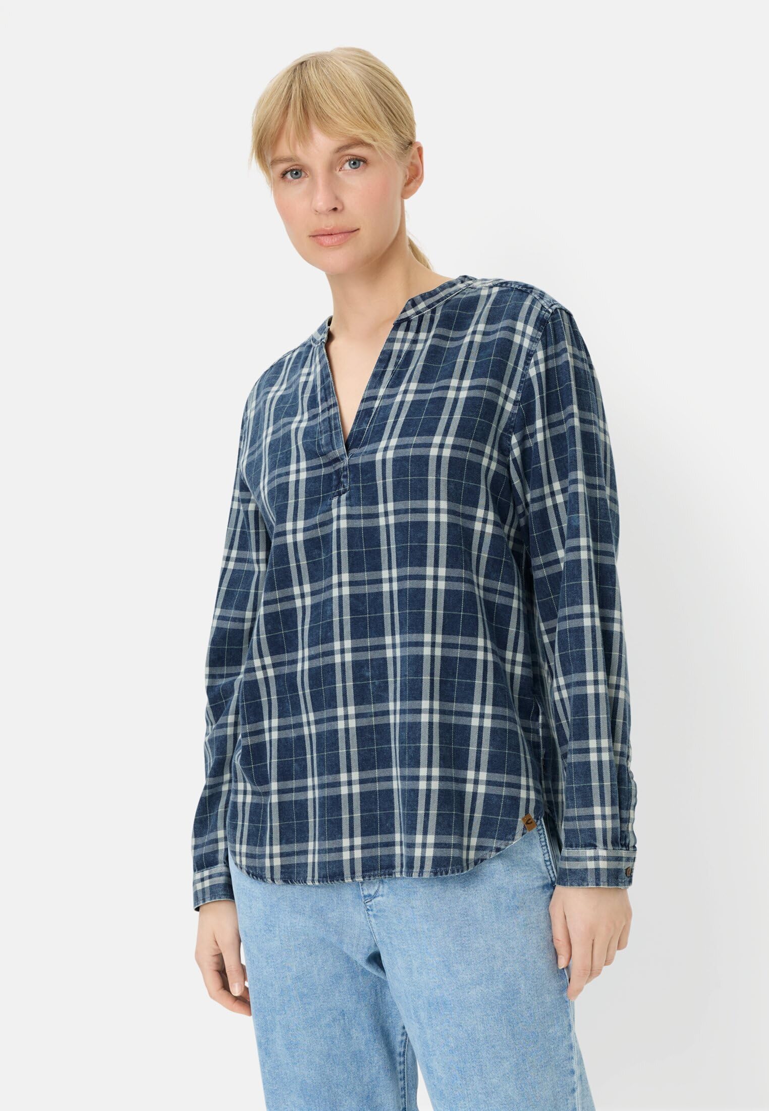 camel active Damen Bluse aus Reiner Baumwolle