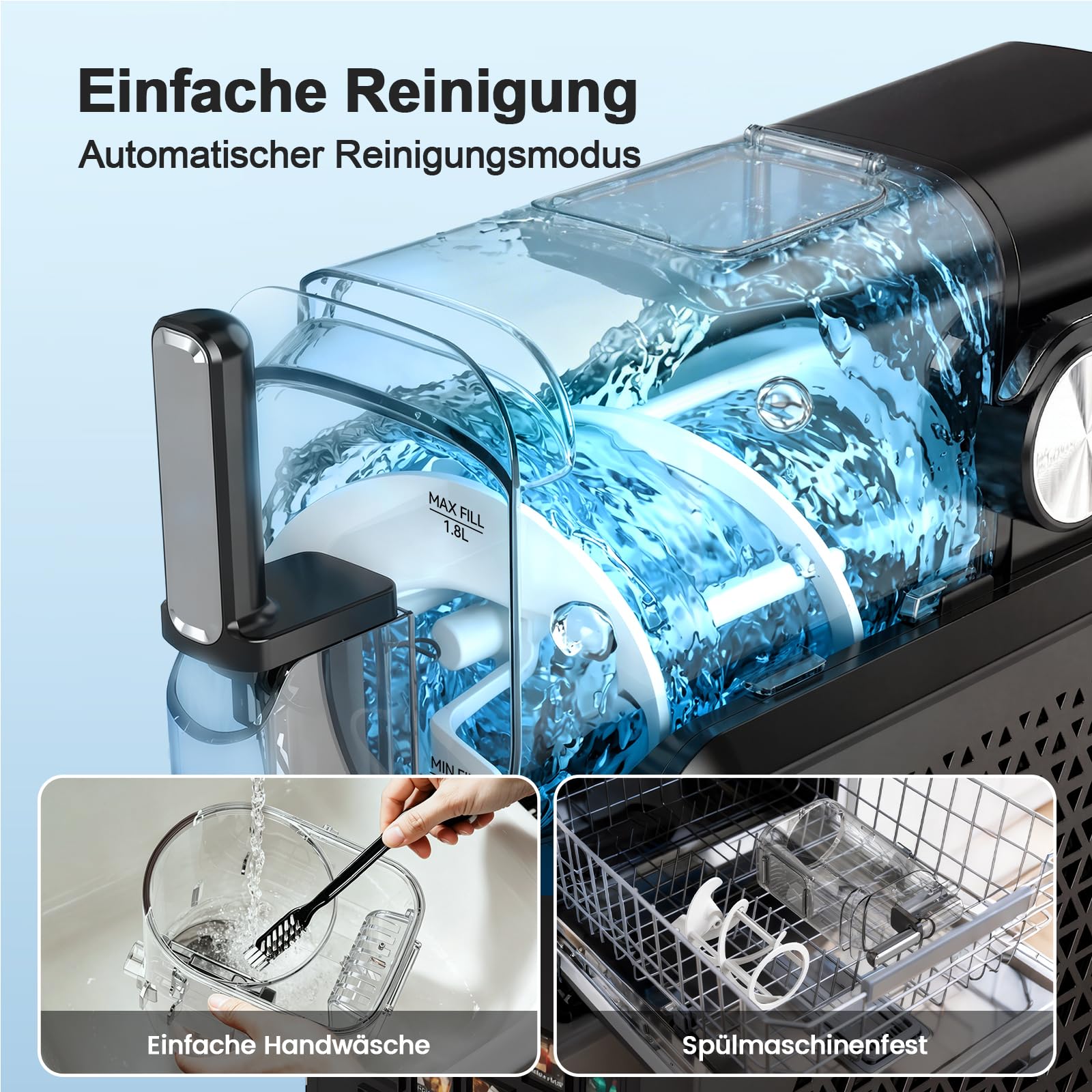 Slushie-Maschine, 2L Slush Eismaschine für Zuhause, Slush Ice Maker mit 8 Modi, kein Eis & kein Mixen, One-Touch Start & Selbstreinigend, Slushmaschine für Frappé, Milchshakes, Gefrorene Cocktails