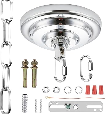 5-5/16 Inch Light Canopy Kit with 6 Feet Hanging Chain, Heavy Duty, Replacement Cover Plate for Chandelier, Pendant Light, Swag Light, Ceiling Fan, Flower Basket or DIY Projects Chrome