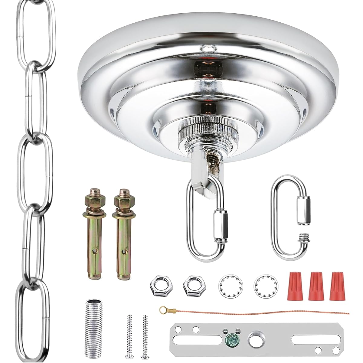 MAYOMAJO Light Canopy Kit with 6ft Chain, 5-5/16 Inch, Alloy Steel, Chrome,