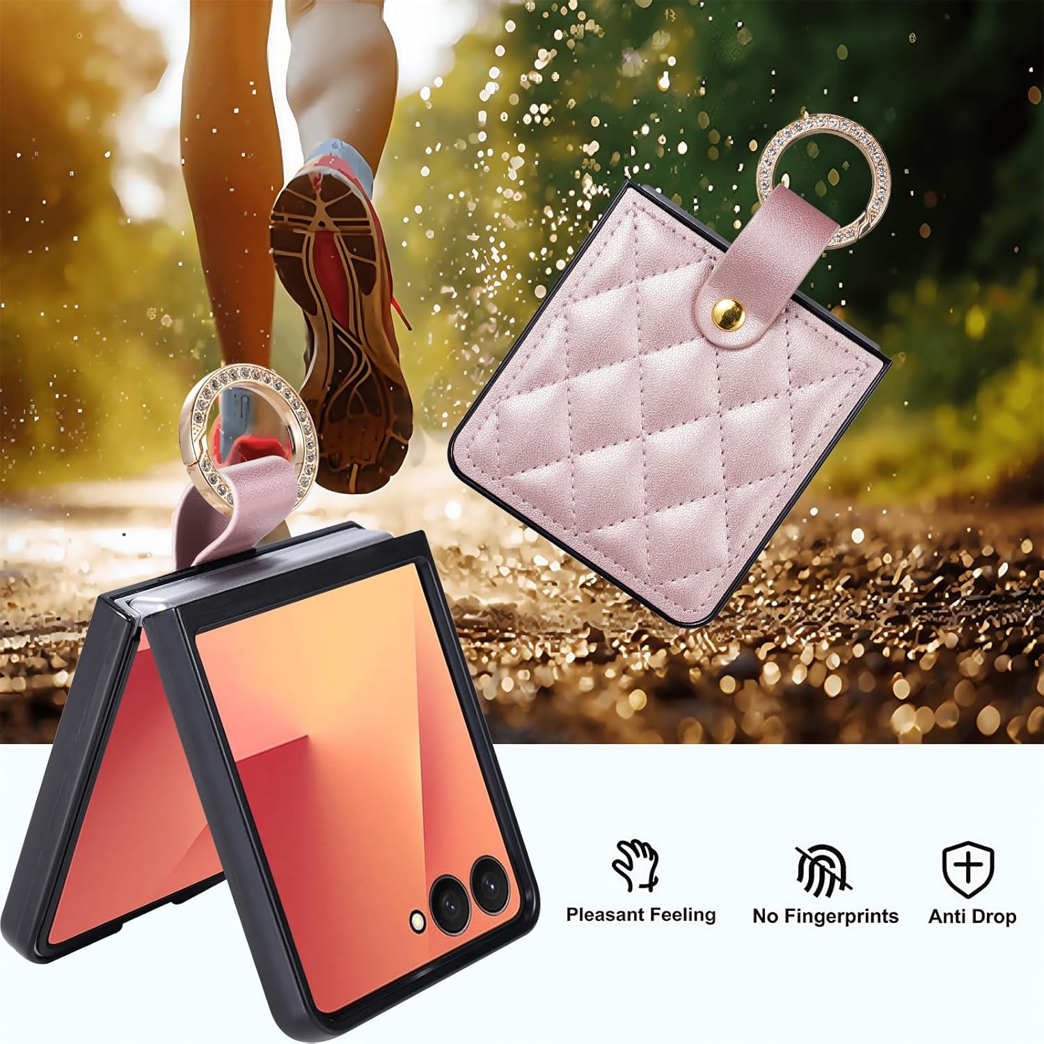Wallet Case for Samsung Galaxy Z Flip 7 FE, Ring Leather Cover
