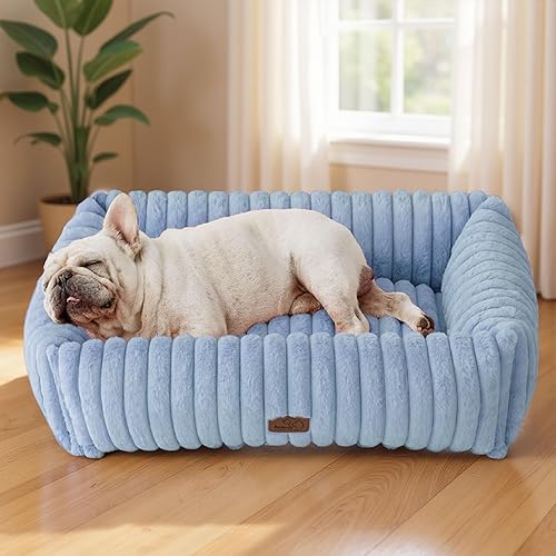 Miniatura 15 de Bedsure Bonita cama para perros pequeños y medianos, camas lavables para cachorros, camas ortopédicas rectangulares de forro polar de pana para